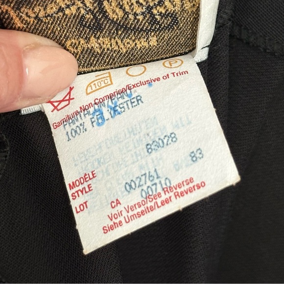 JOSEPH RIBKOFF Black Wide Leg Pants Gold Trim Vintage 80s Glam Cocktail Chic 14 - Picture 9 of 10